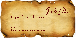 Gyurán Áron névjegykártya